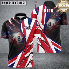 Maxcorners 8 Ball American Flag Patriot Billiard Jersey Customized Name, Team Name 3D Polo Shirt For Magali