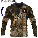 Maxcorners Deer Hunting Brown Camo Custom Name Shirt 3D All Over Printed Clothes