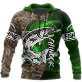 Maxcorners CHINOOK FISHING SALMON CAMO Fishing 3D Hoodie
