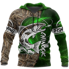Maxcorners CHINOOK FISHING SALMON CAMO Fishing 3D Hoodie