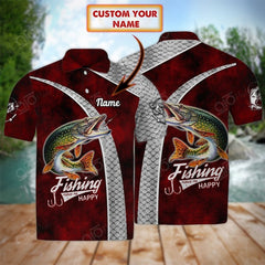 Maxcorners Custom Text Fishaholic Northern Pike Fishing 3D Polo