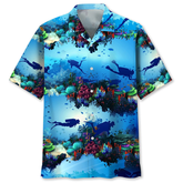 Maxcorners Scuba Diving Light Ocean Colorful Hawaiian Shirt