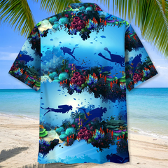Maxcorners Scuba Diving Light Ocean Colorful Hawaiian Shirt