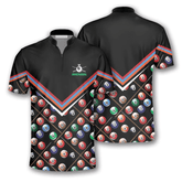 Maxcorners Billiard Pattern In Black Custom Name Zipper Polo Shirt