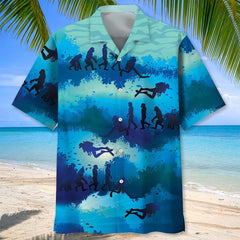 Maxcorners Scuba Diving Revolution Colorful Hawaiian Shirt