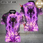 Maxcorners Flaming Wolf With Bowling Multicolor Customized Name, Team Name 3D Shirts