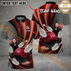 Maxcorners Ball And Pins Glass Way Bowling Jersey Multicolor Option Customized Name, Team Name 3D Polo Shirt