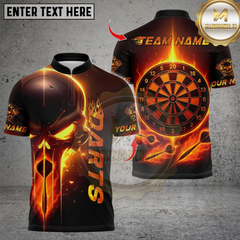 Maxcorners Darts Skull With Dartboard Multicolor Customized Name, Team Name 3D Shirts