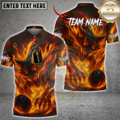 Maxcorners Bowling Fire Beast Wolf Multicolor Customized Name, Team Name 3D Shirts