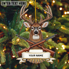 Maxcorners Personalized Deer Hunting Christmas Ornament, Gift For Hunter, Hunting Keepsake, Wildlife Lover Gift, Forest Decor, Hunting 2D Flat Ornament