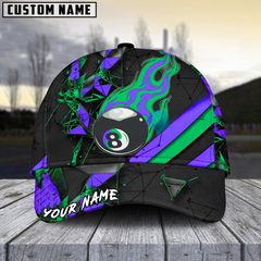 Maxcorners Billiard Ball 8 Peaceful Fire Personalized Name 3D Cap (4 Colors)