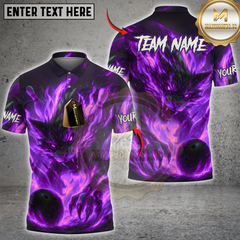 Maxcorners Bowling Fire Beast Wolf Multicolor Customized Name, Team Name 3D Shirts