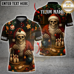 Maxcorners Bowling Skeleton Santa Christmas Personalized Name 3D Unisex Shirt