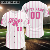 Maxcorners Short Sleeve Classic Baseball Jersey Custom Pink Ribbon Pinstripe Fan Shirt For Men LM2608