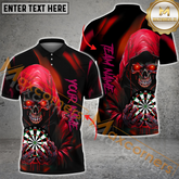 Maxcorners Darts Skull Mutilcolor Options Personalized Name, Team Name 3D Polo Shirt