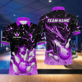 Maxcorners Purple Dragon Flaming Bowling Shirt for Men and Women Custom Bowling Jersey for Team LM2504