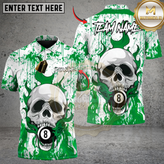 Maxcorners Billiard Skull Strike 8 Ball Multicolor Customized Name, Team Name 3D Shirt