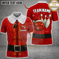Maxcorners Christmas Bowling Elf Multicolor Customized Name, Team Name 3D Shirt