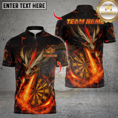Maxcorners Darts Flame Dragon With Dartboard Multicolor Customized Name, Team Name 3D Shirts