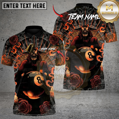 Maxcorners Inferno 8 Ball Billiard Multicolor Customized Name, Team Name 3D Shirt