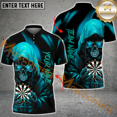 Maxcorners Darts Skull Mutilcolor Options Personalized Name, Team Name 3D Polo Shirt