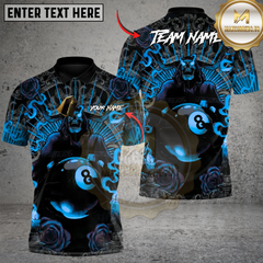 Maxcorners Inferno 8 Ball Billiard Multicolor Customized Name, Team Name 3D Shirt
