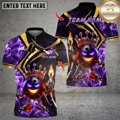 Maxcorners Bowling Crown Flame Multioptions Personalized Name, Team Name Unisex 3D Shirts