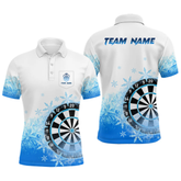 Maxcorners Blue Icy Frozen Darts Shirts With Pocket For Men Custom Darts Team Jerseys LM1605