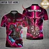Maxcorners Darts Fantasy Knight Thunder Lightning Pattern Multicolor Option Customized Name, Team Name 3D Polo Shirt
