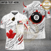 Maxcorners Billiards Sport Canada Maple Leaf Scratch Design Personalized Name 3D Unisex Shirt | White