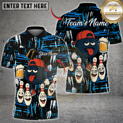 Maxcorners Funny Bowling Beer Multicolor Customized Name, Team Name 3D Shirt