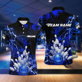 Maxcorners Blue Thunder Lightning Bowling Shirt Custom Colorful Bowling Jersey Men Women Team LM0705
