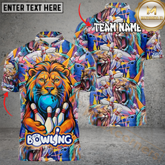 Maxcorners Roaring Lion Bowling Jersey Multicolor Customized Name, Team Name 3D Shirts