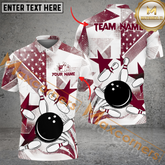 Maxcorners Ball And Pins Star Back To School Bowling Jersey Multicolor Option Customized Name, Team Name 3D Polo Shirt