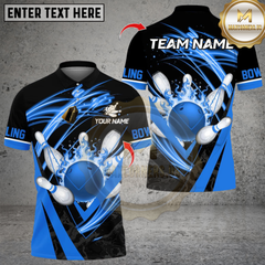 Maxcorners Flame Strike Bowling Multicolor Customized Name, Team Name 3D Shirts 96