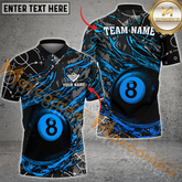 Maxcorners Billiard Ball 8 Flame Vintage Multicolor Options Personalized Name, Team Name 3D Polo Shirt