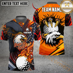 Maxcorners Eagle Fire Golf Polo Shirt, Customized Name & Team Name 3D Shirts (4 Colors)