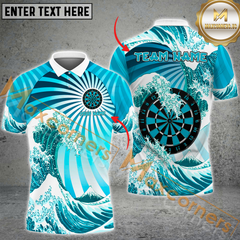 Maxcorners Darts Great Wave Multicolor Option Customized Name, Team Name 3D Polo Shirt