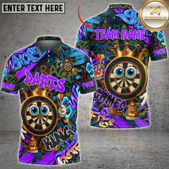 Maxcorners Darts Crown Graffiti Champion Multicolor Customized Name, Team Name 3D Polo Shirt