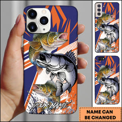 Maxcorner Walleye Fishing Dynamic Splash Comic Style Personalized Name 3D Phone Case