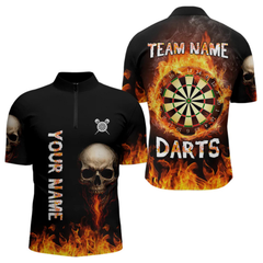 Maxcorners Custom Fire Skull Multi-Flame Dartboard Dart Shirts For Men, Dart Team Jerseys LM064