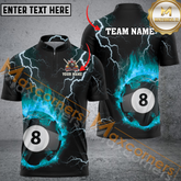Maxcorners Ball 8 Thunder Lightning Billiard Jersey Multicolor Options Personalized Name, Team Name 3D Polo Shirt (4 Colors)