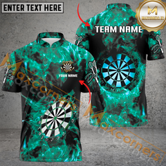 Maxcorners Fire Flame Darts Jersey Customized Name, Team Name 3D Polo Shirt