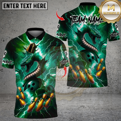 Maxcorners Bowling Thunder Snake Multioptions Personalized Name, Team Name Unisex 3D Shirts
