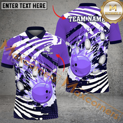 Maxcorners Ball And Pins Skull Hand Pattern Bowling Jersey Multicolor Option Customized Name, Team Name 3D Polo Shirt