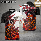 Maxcorners Darts Flaming Dartboard US Flag Multicolor Customized Name, Team Name 3D Shirts