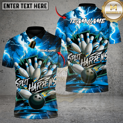 Maxcorners Bowling Thunder Split Multicolor Customized Name, Team Name 3D Shirts