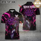 Maxcorners Darts Cool Wolf Neon With Dartboard Multicolor Customized Name, Team Name 3D Shirts