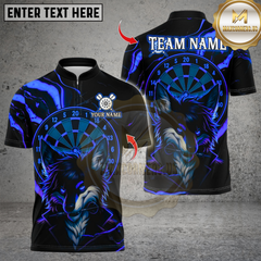 Maxcorners Darts Cool Wolf Neon With Dartboard Multicolor Customized Name, Team Name 3D Shirts