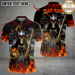 Maxcorners Billiards Grim Flame Skull Multicolor Customized Name, Team Name 3D Shirt